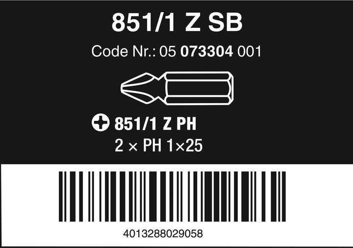 Produktbild Wera 851/1 Z PH 1 x 25 mm SB (Kreuz Phillips PH)