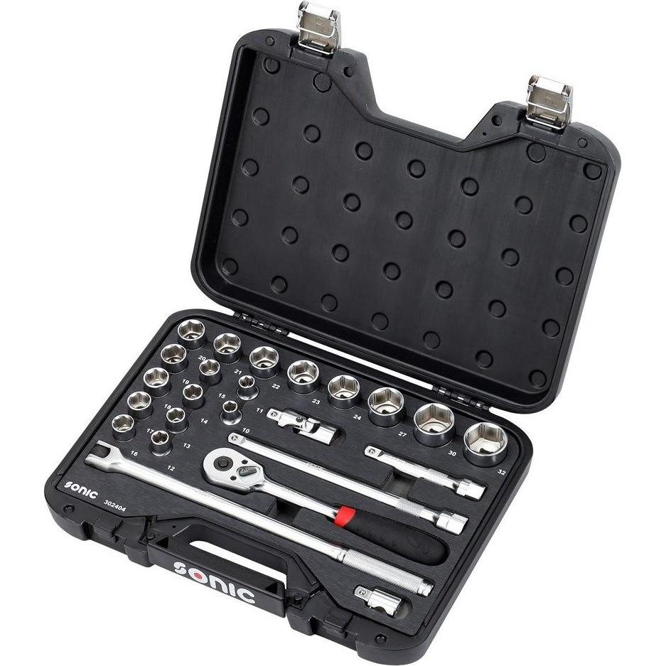 Jakks Pacific, Chiave a bussola + esagonale, Sonic 302404 Steckschlüssel-Sortiment mit Ratsche 1/2 25 Stück (1/2")
