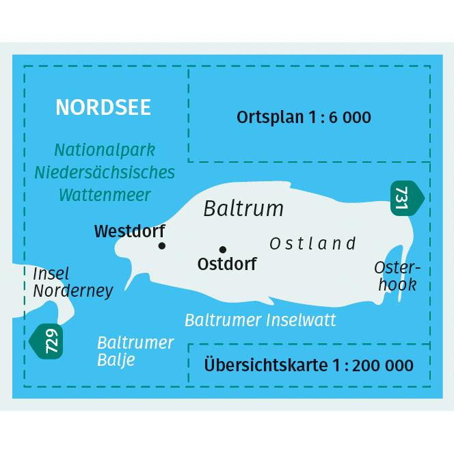 Thumbnail - KOMPASS Wanderkarte 730 Baltrum Nation., Landkarte