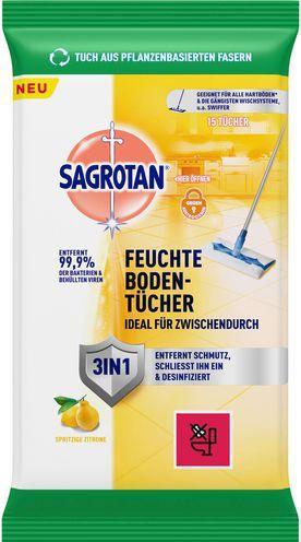 Sagrotan 3IN1 Moist floor cloths other fibres, 15 cloths (15 pcs.)
