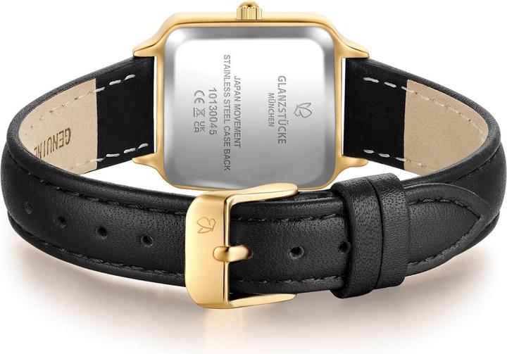 Actual product image Glanzstücke München Damen Quarzuhr gelbgold Echtleder schwarz - 38042 (32 mm)