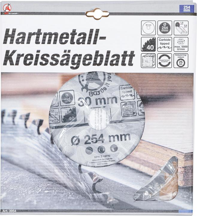 Produktbild BGS Hartmetall-Kreissägeblatt Ø 254 x 30 x 3,2 mm 40 Zähne