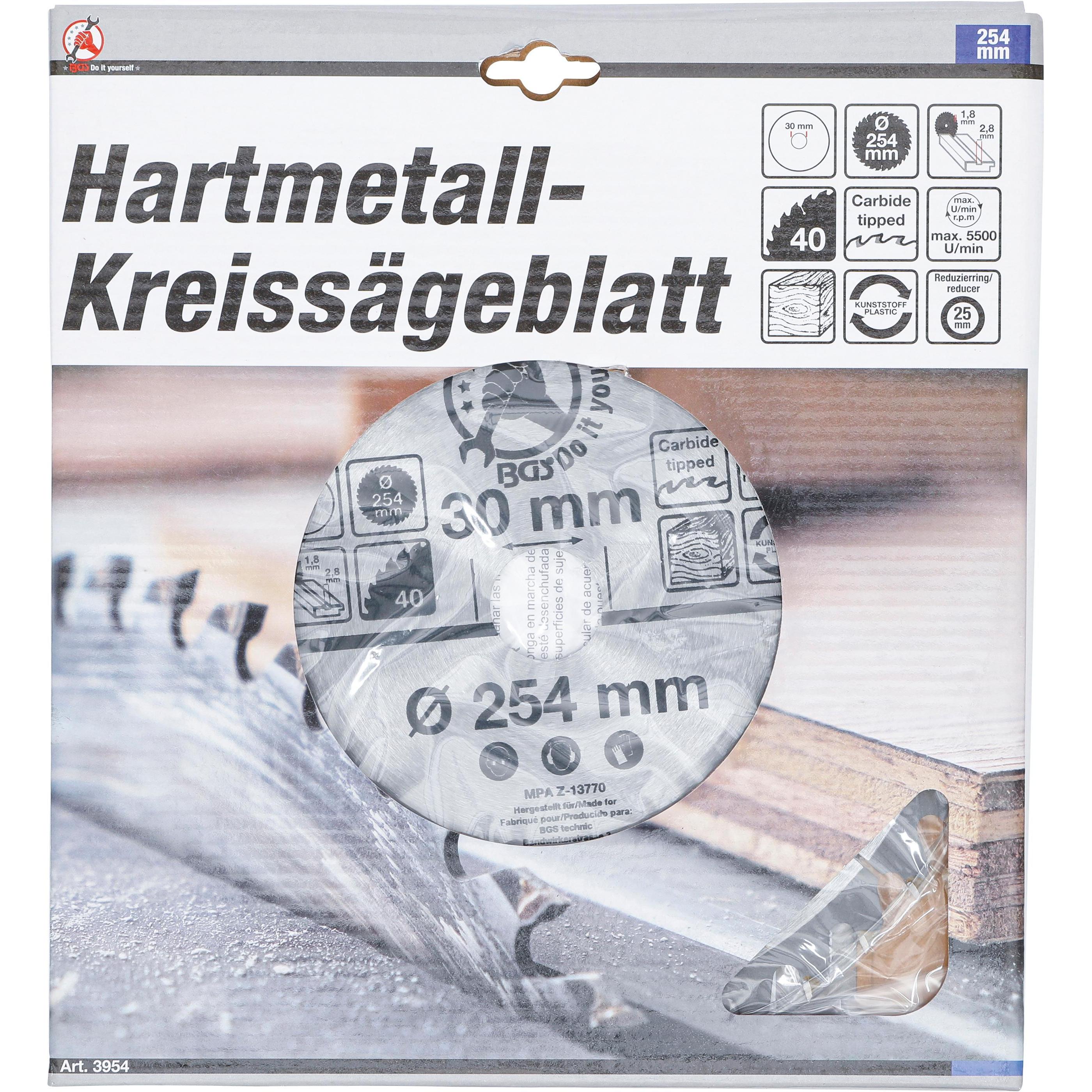 Thumbnail - BGS, Sägeblatt, Hartmetall-Kreissägeblatt Ø 254 x 30 x 3,2 mm 40 Zähne