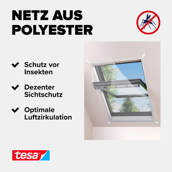 Actual product image tesa COMFORT insect screen for roof windows, with Velcro tape, self-adhesive, without drilling (120 x 140 cm)