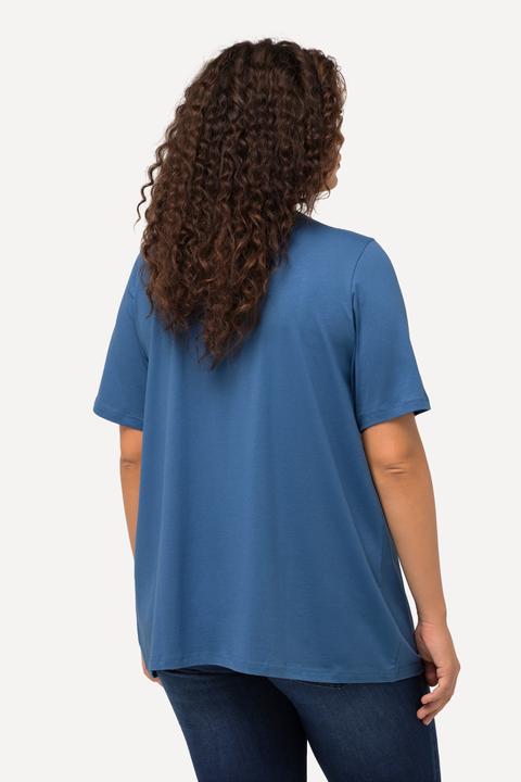 Image du produit Ulla Popken T-shirt manches courtes et col tunisien, coupe évasée (62)