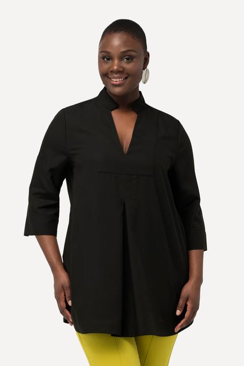 Actual product image Ulla Popken Longline 3/4 Sleeve Collared Blouse (60)