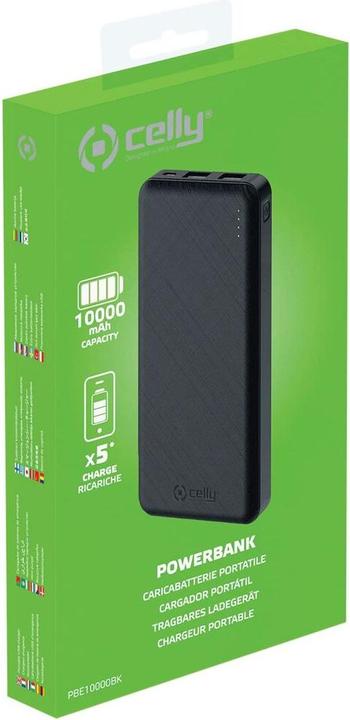 Produktbild Celly Powerbank 10'000mAh black (10000 mAh, 37 Wh)