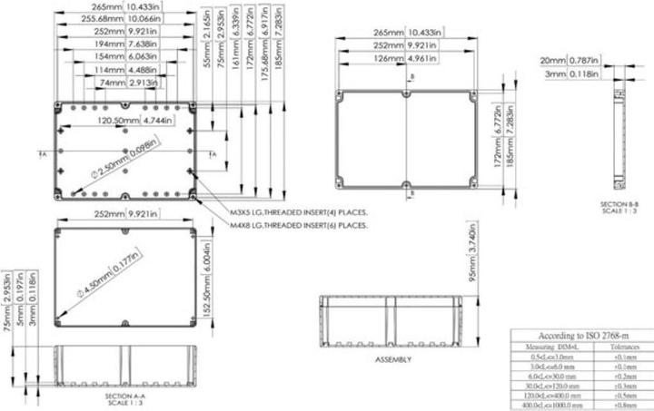 Image du produit Velleman BOÎTIER ABS - ÉTANCHE - GRIS FONCE - 265 x 185 x 95 mm (Boîtier)