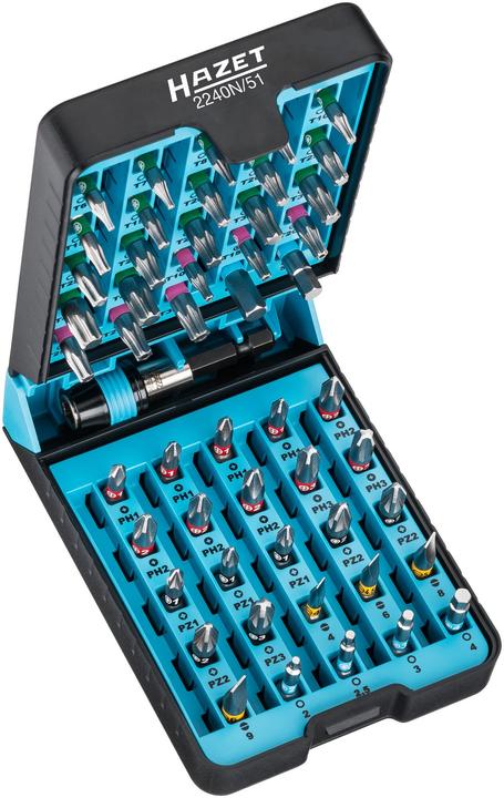 Actual product image HAZET Screwdriver bit set 2240N/51 ∙ Hexagon, solid 6.3 (1/4 inches) ∙ Pozidriv profile PZ, Cross r… (Allen screw)