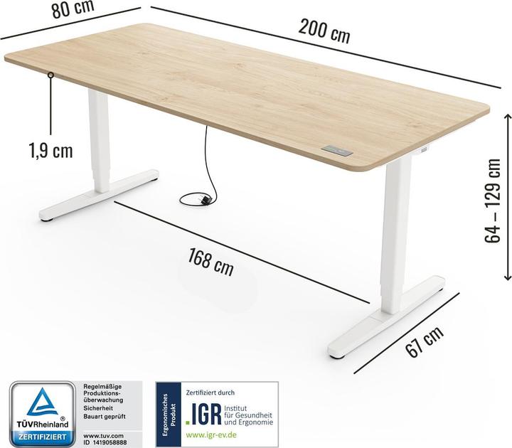 Produktbild Yaasa Desk Pro (200 x 80 cm)
