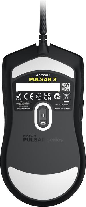 Actual product image Hator Pulsar 3, black - Optical Yellow 100M Switches PixArt PMW 3311(HTM610) (Cable)