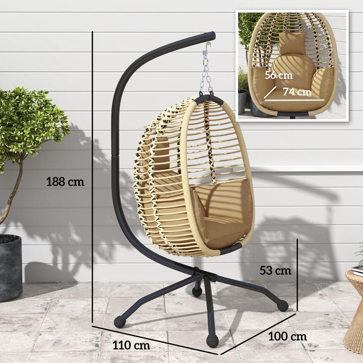 Produktbild Outsunny Hängesessel Stahl, Polyester Grau