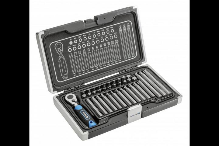Immagine prodotto MGA Högert HT1R466 Set di punte | Cacciavite a cricchetto | Scatola a cricchetto | Cacciavite, Grigio