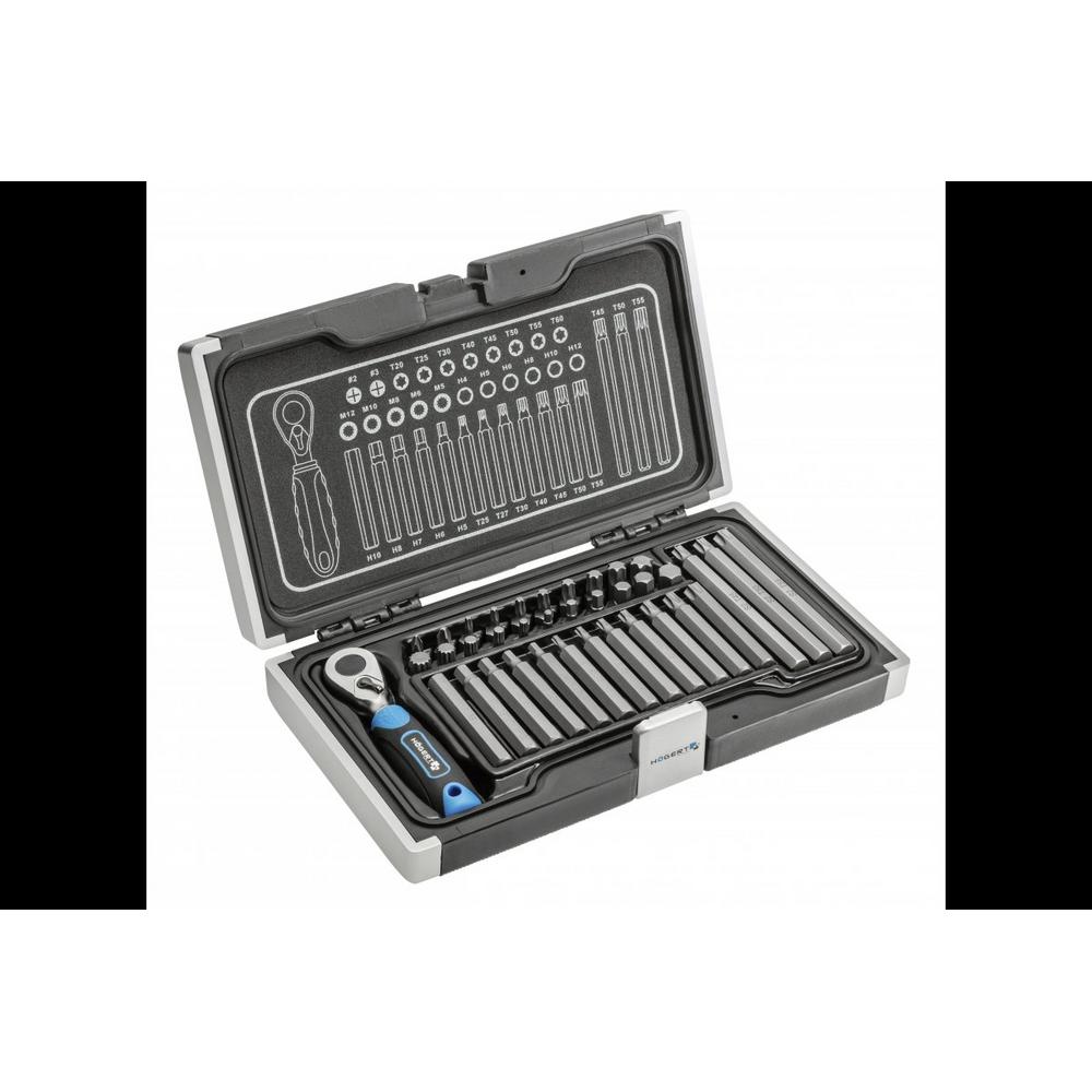 Thumbnail - MGA, Schraubenzieher, Högert HT1R466 Bits Ratschen Schraubenzieher Knarrenkasten Schraubendreher Set, Grau, 37 10 Mm