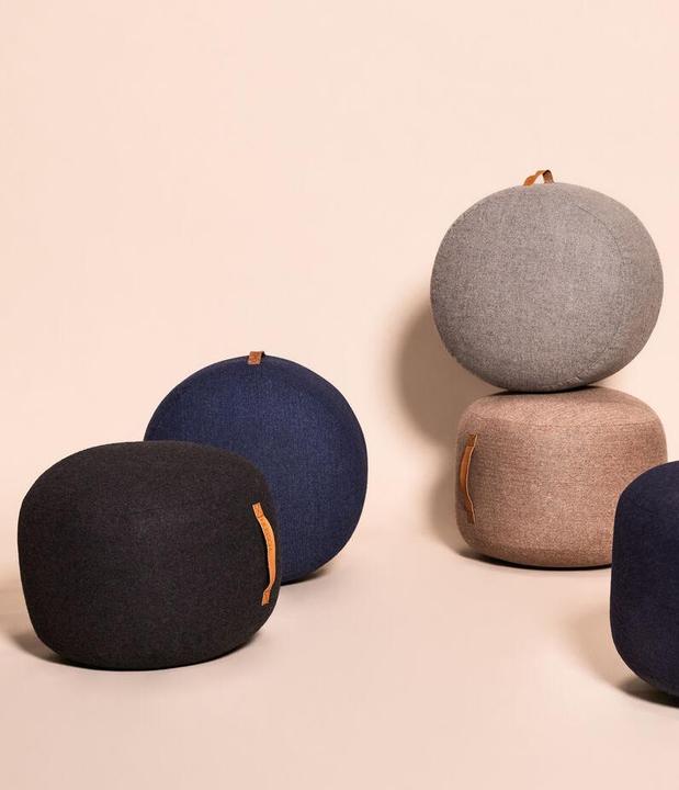 Produktbild Hübsch Pouf mit Lederhenkel