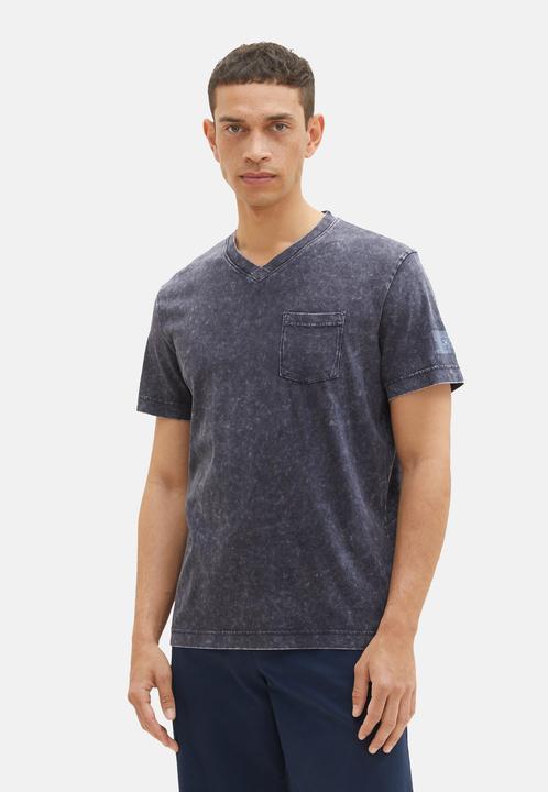 Image du produit Tom Tailor T-Shirt Kurzarmshirt mit V-Ausschnitt, ausgewaschener Optik und Brusttasche (XL)