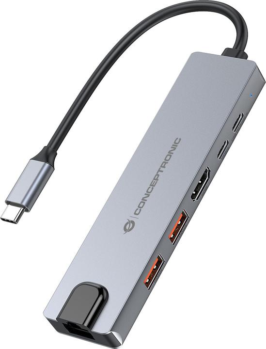 Actual product image Conceptronic Dock 6-in-1 USB-C->HDMI,2xUSB-A,USB-C,GbE (USB-C, 6 ports)