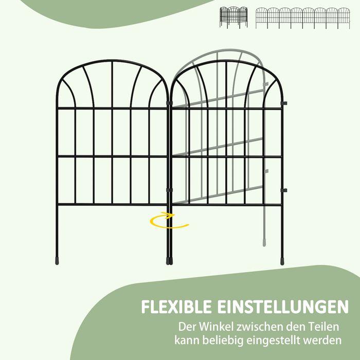 Produktbild Swisshandel24 Gartenzaun Dekorativer Metallzaun mit Fuss, 8er Set, Schwarz, 93x150cm