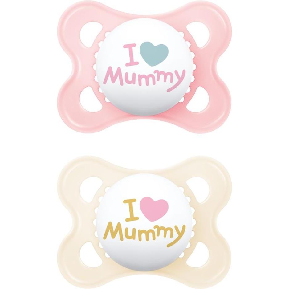 MAM, Nuggi, Original Silikon, 0-6 Mon., 2 Stk, Mummy rose (2 x, bis 6 Monate)