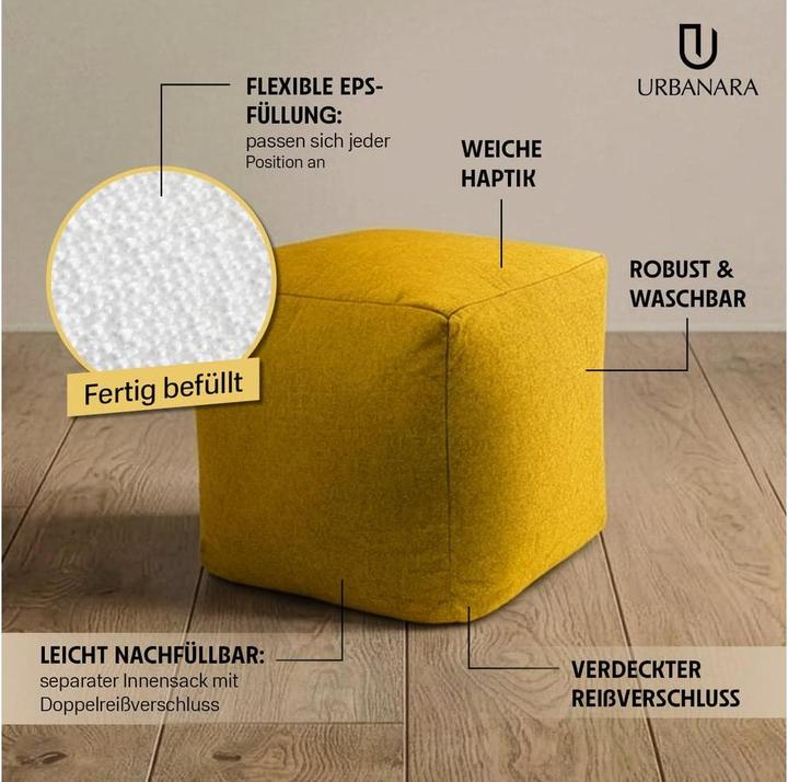 Produktbild Urbanara Hocker Basic-Comfort 85 l, Senfgelb