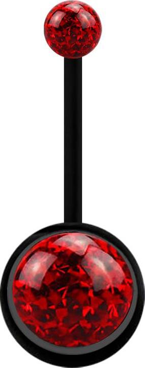 Image du produit Star Piercing Banane schwarz mit zwei Kristallkugeln rot Epoxy Schutzschicht (sans laiton, Matières plastiques)