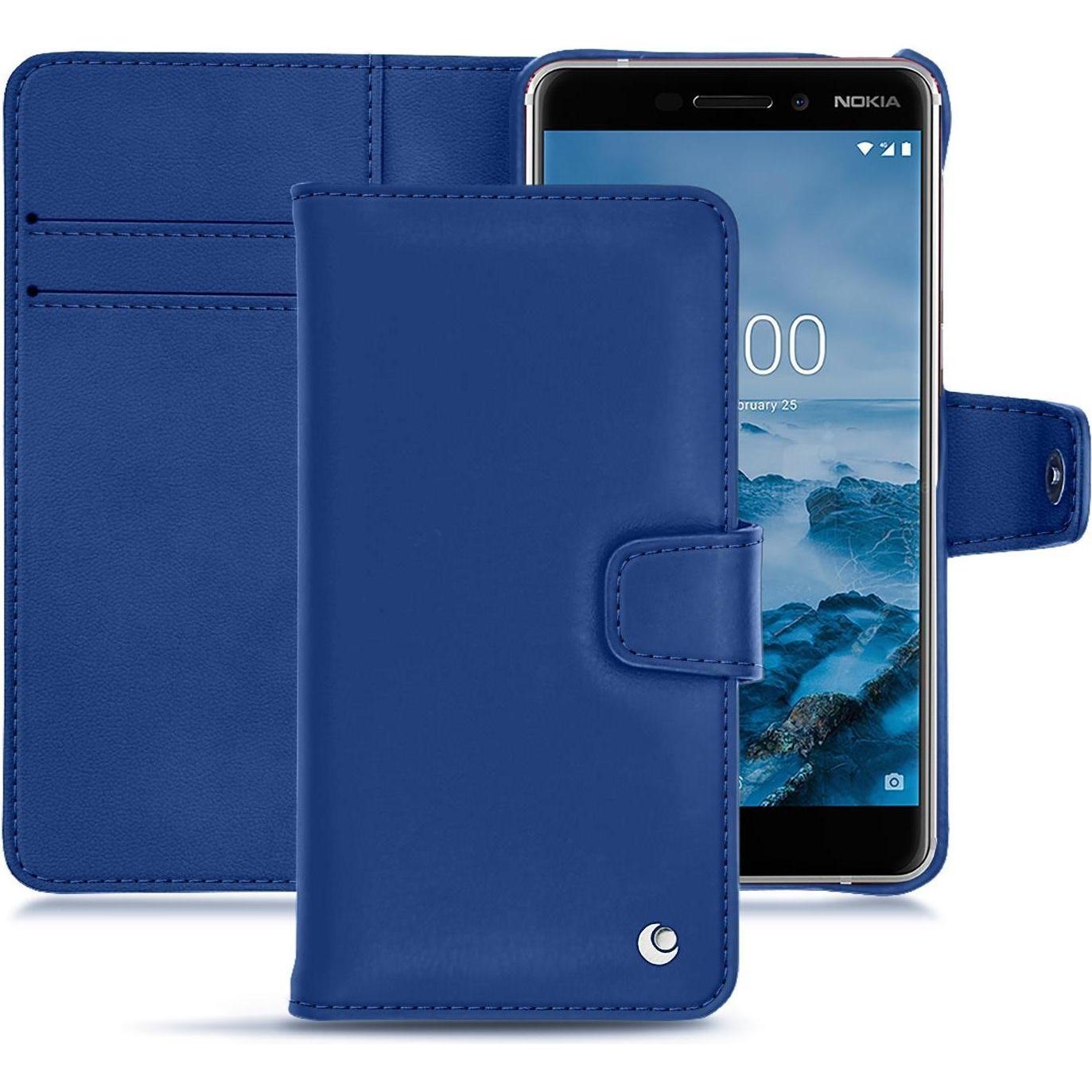Noreve Lederschutzhülle Wallet (Nokia 6 (2018)), Smartphone Hülle, Blau