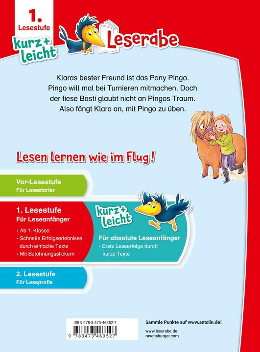 Actual product image Ravensburger Leserabe - 1. Lesestufe Kurz und leicht: Kleines Pony, grosser Traum (German, Cathy Ionescu, Susanne Becker, 2024)