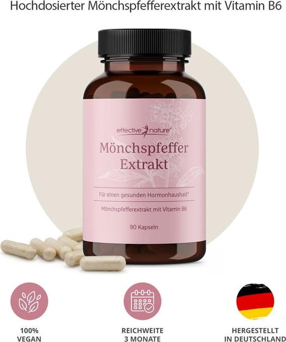 Actual product image Effective Nature Monk's pepper extract high dose 90 capsules (90 Piece, Capsules, 90 g)