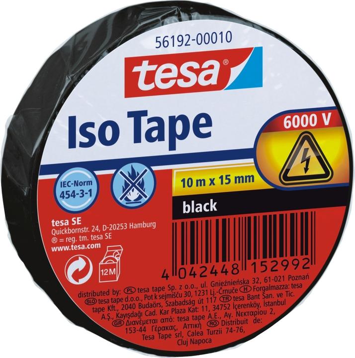 tesa Elektro Isolierband, hitzebeständiges Klebeband zum Isolieren, Reparieren & Bündeln (15 mm)