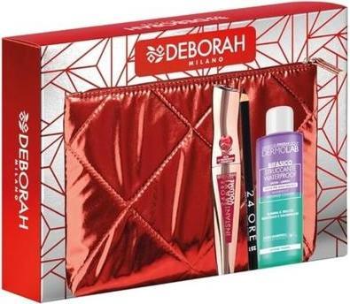 Deborah Milano Deborah Mascara Like A Pro + 24h Eye Pencil + Mini Makeup Remover + Pouch (Rot)