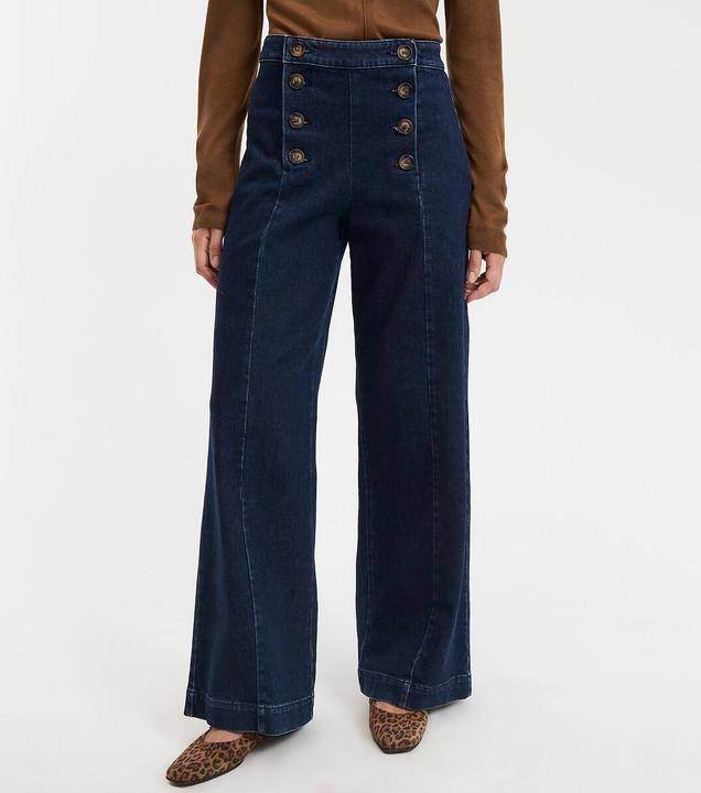 Actual product image La Redoute Collections Wide high-waist jeans with trouser flap (48)