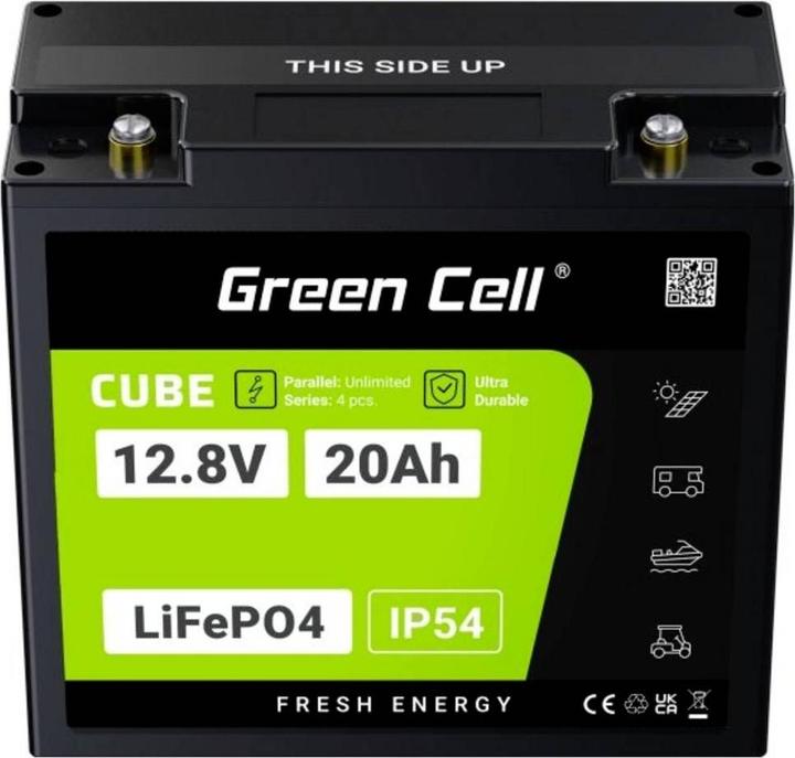 Produktbild GreenCell Green Cell CUBE LiFePO4 battery 20Ah 12.8V 256Wh lithium iron phosphate battery for tractor, lawn mo (12.80 V, 20 Ah)