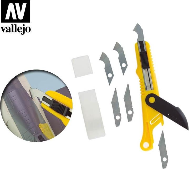 Actual product image Vallejo Plastic Cutter Scriber Tool & 5 Spare Blades (T06012)