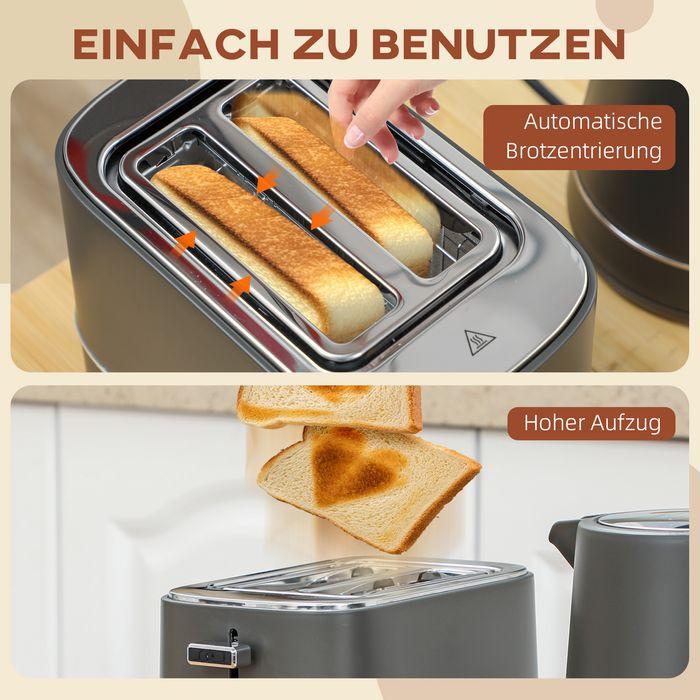 Actual product image Swisshandel24 Set aus 1,7 L Wasserkocher und Toaster mit 6 Bräunungsstufen, Grau (1.70 l)