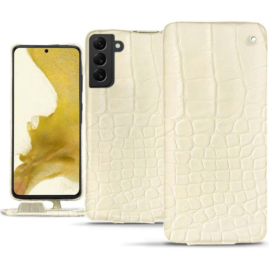 Noreve Lederschutzhülle vertikal (Samsung Galaxy S22), Smartphone Hülle, Weiss