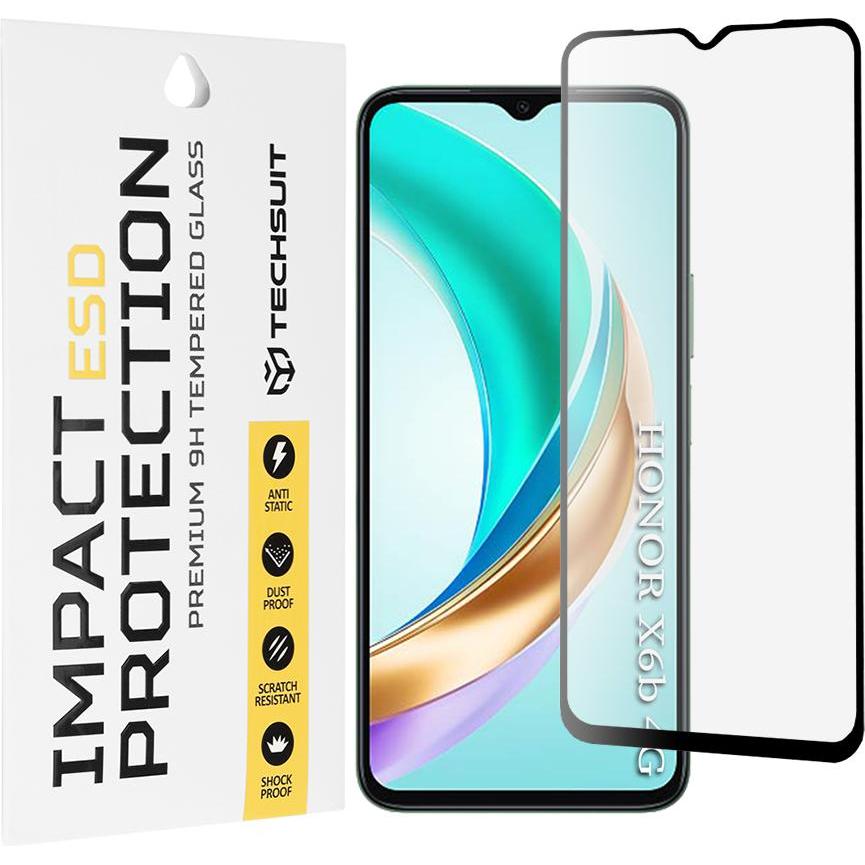 Techsuit - ESD Glass - Honor X6b - Black (1 pz., Honor X6), Pellicola protettiva smartphone, Nero