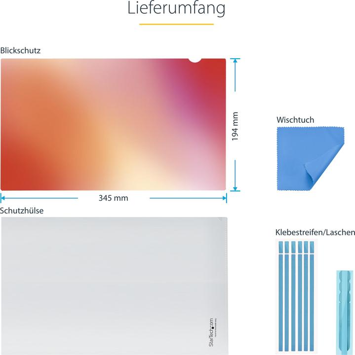 Produktbild StarTech COM 39,62cm 15,6Zoll 16:9 Laptop Blickschutzfolie Doppelseitiger Laptop Goldfilter mit Erhö (13.58", 16 : 9)