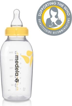 Produktbild Medela Milchflasche 250 ml mit Sauger M (Mittlerer Fluss / 4 bis 6 Monate) (250 ml)