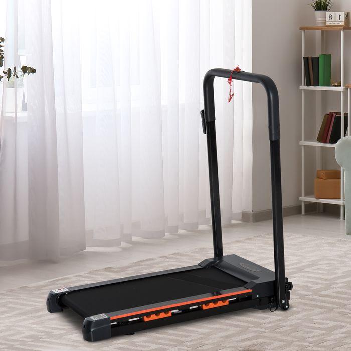 Actual product image Swisshandel24 Electric treadmill with LCD display, foldable fitness machine, 1-6 km/h, steel, black, 105 x 56 x