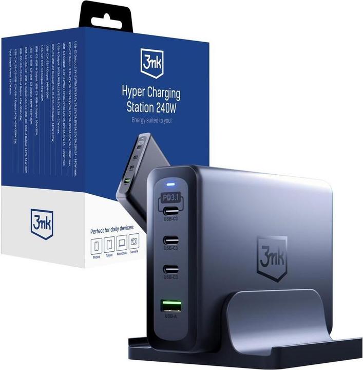 Produktbild 3MK Hyper Charging Station 240W stacja ładująca (140 W, 4 Ports)