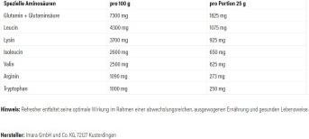 Nutritional values and ingredients Ultra Sports Refresher (Neutral, 1 x)