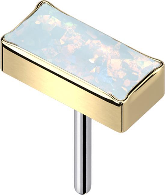 Actual product image Star Piercing Threadless rechteck vergoldet Opal weiss (without brass, Titanium)