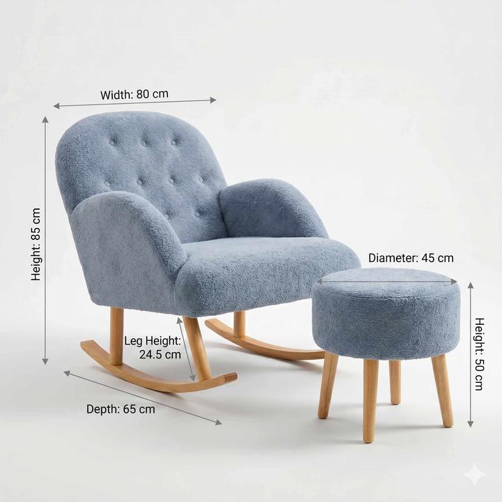 Produktbild Atelier del Sofa Dügmeli Wing Chair & Pouffe Set (2 Pieces)