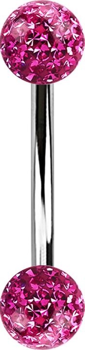 Produktbild Star Piercing Banane silber mit zwei Kristall Kugeln pink Epoxy Schutzschicht (ohne Messing, Chirurgenstahl 316L)