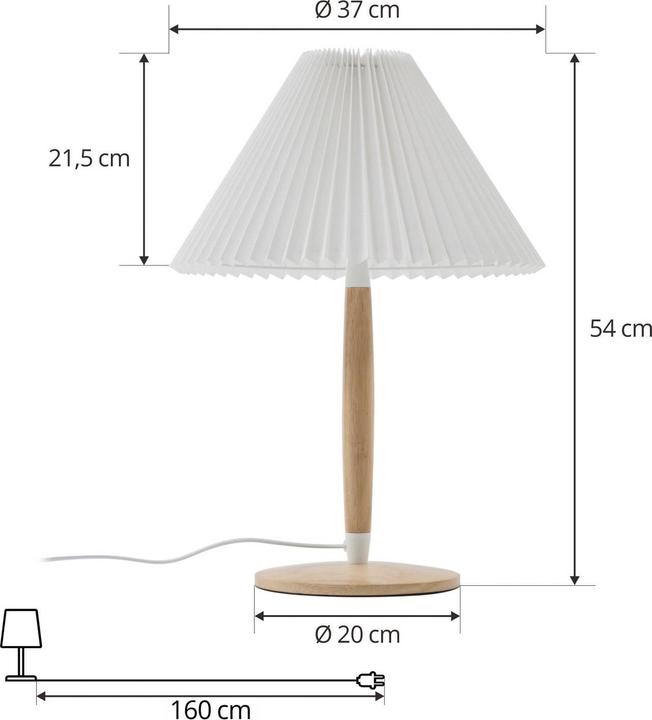 Produktbild Lucande Tischleuchte Ellorin, weiss, Holz, Ø 37 cm, E27 (E27)