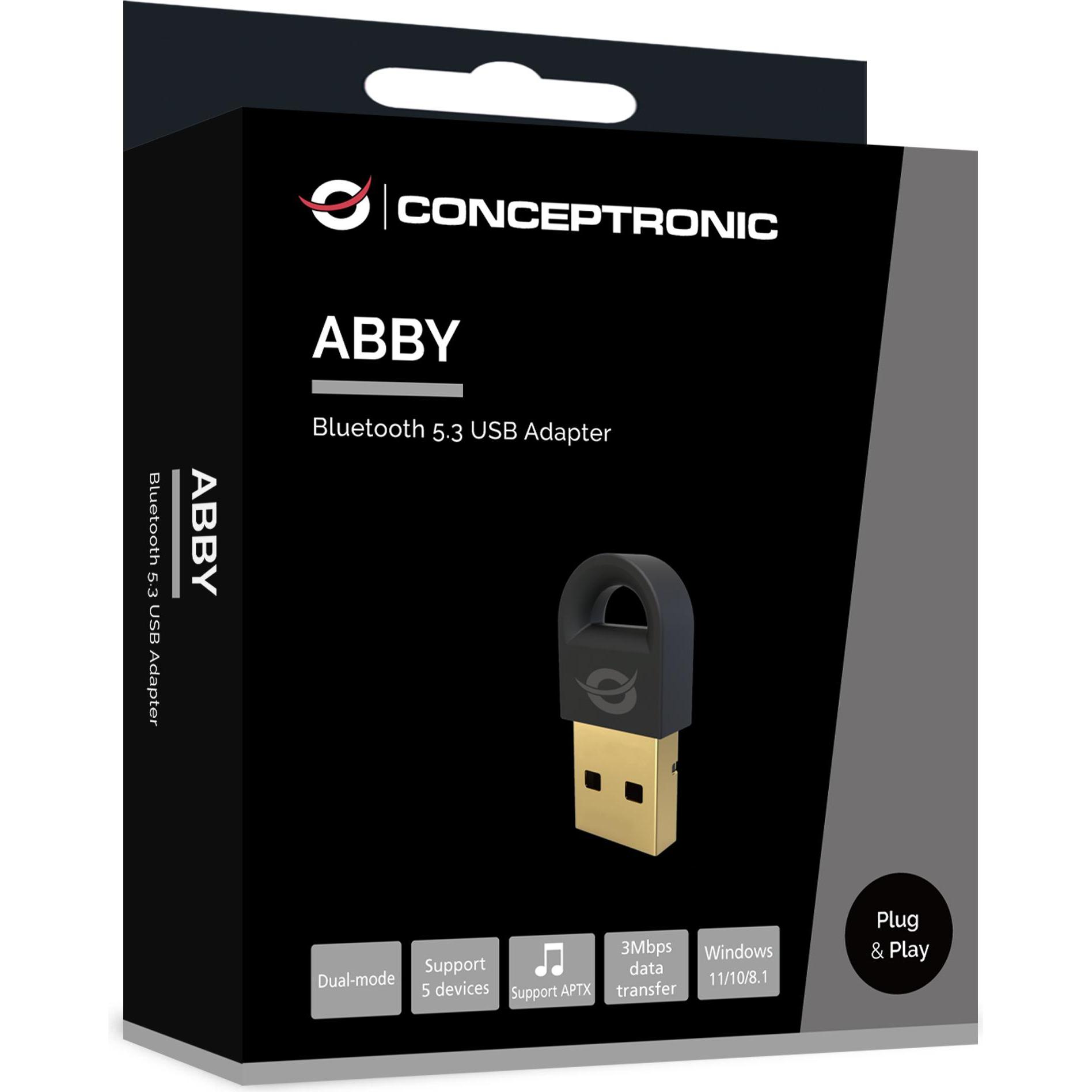 Thumbnail - Conceptronic Bluetooth Adapter 5.3 NanoUSB 10- 20m schwarz (Sender), Bluetooth Audio Adapter, Schwarz