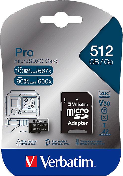 Produktbild Verbatim Pro (512 GB, microSDXC, U3, UHS-I)