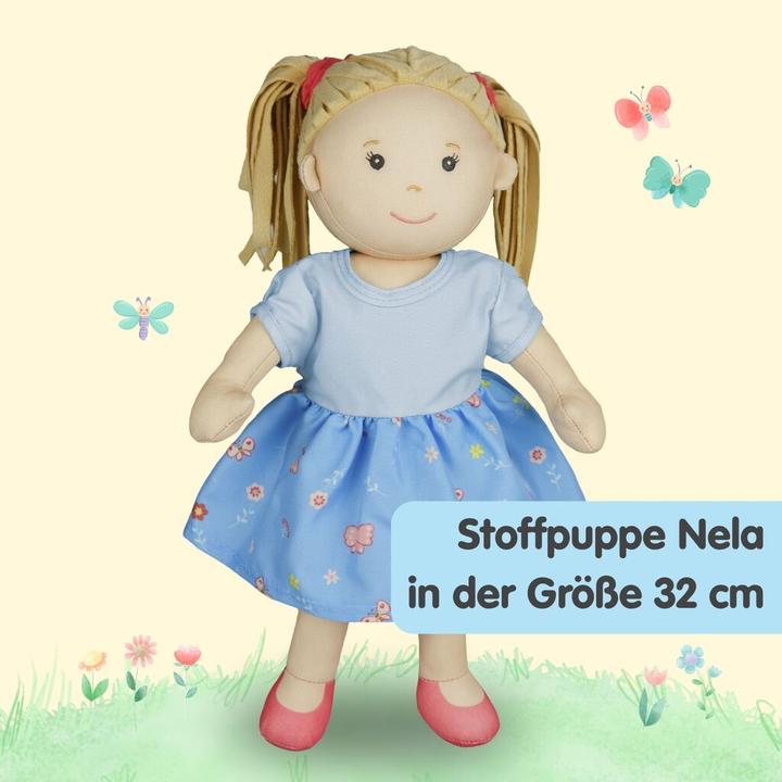 Actual product image Heless Stoffpuppe "Nela" mit Kleidchen zum An- und Ausziehen, 32 cm