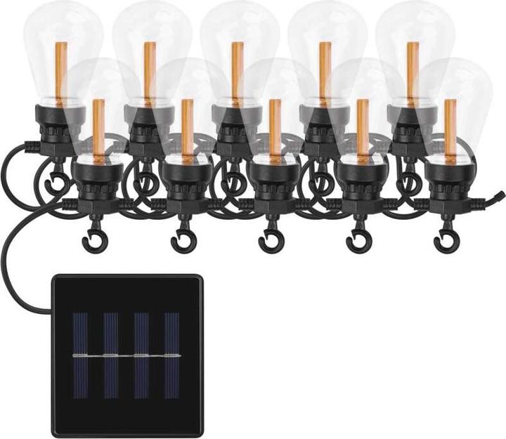 Produktbild Emos LED-Kette mit Solarpanel – 10x Partylichter, 5 m, Aussen und Innen, Vintage (4.50 m)