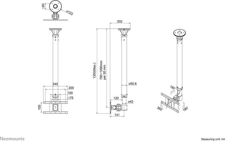 Actual product image Neomounts FPMA-C100White (Ceiling, 30", 12 kg)